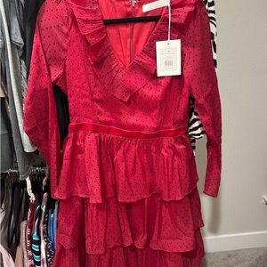 Red Ruffled Polka Dot Dress
